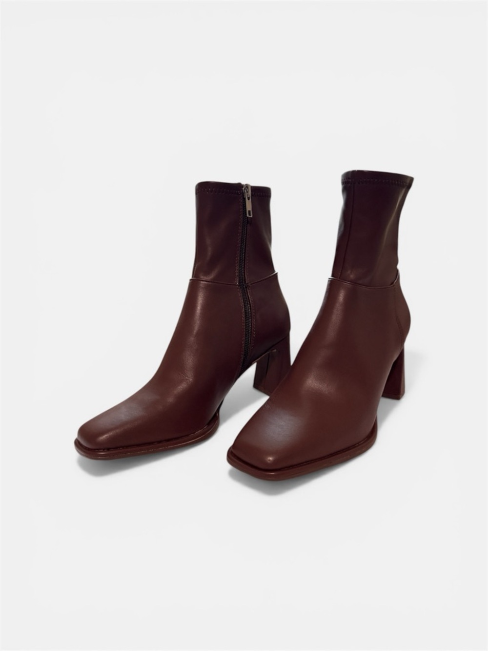 Steve Madden Chocolate Brown Square Toe Block Heel Ankle Boots
